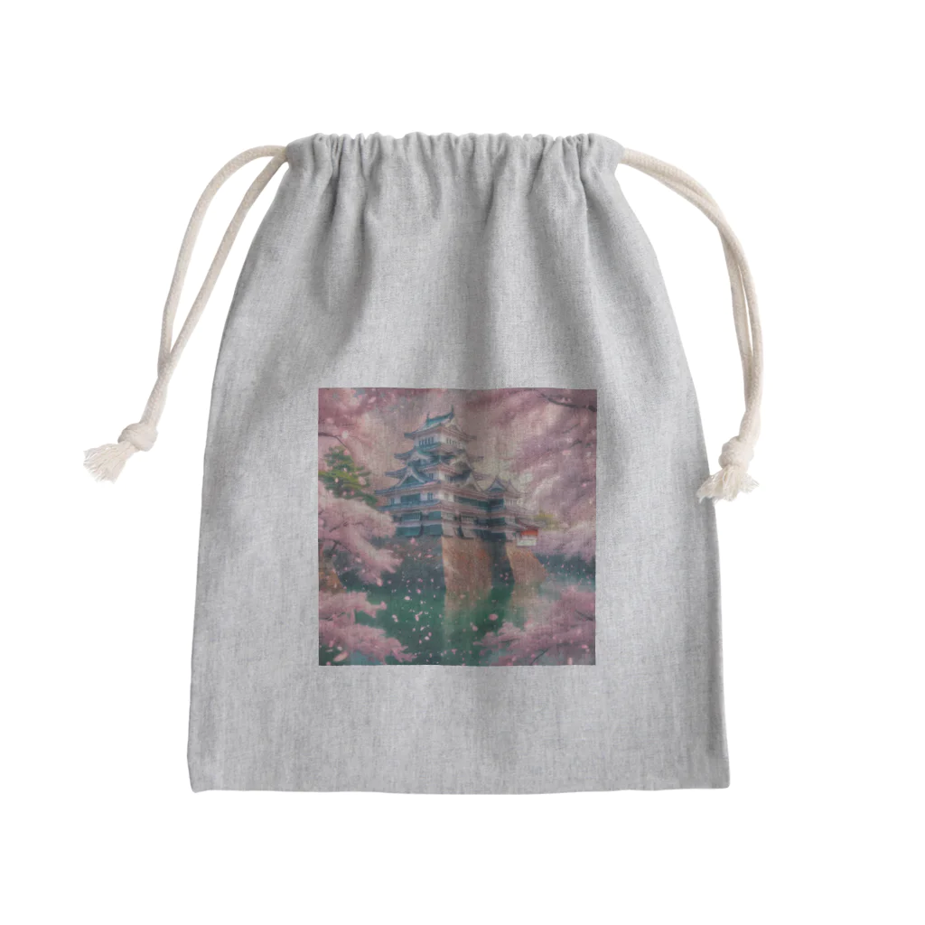 ANTARESの桜にお城 Mini Drawstring Bag