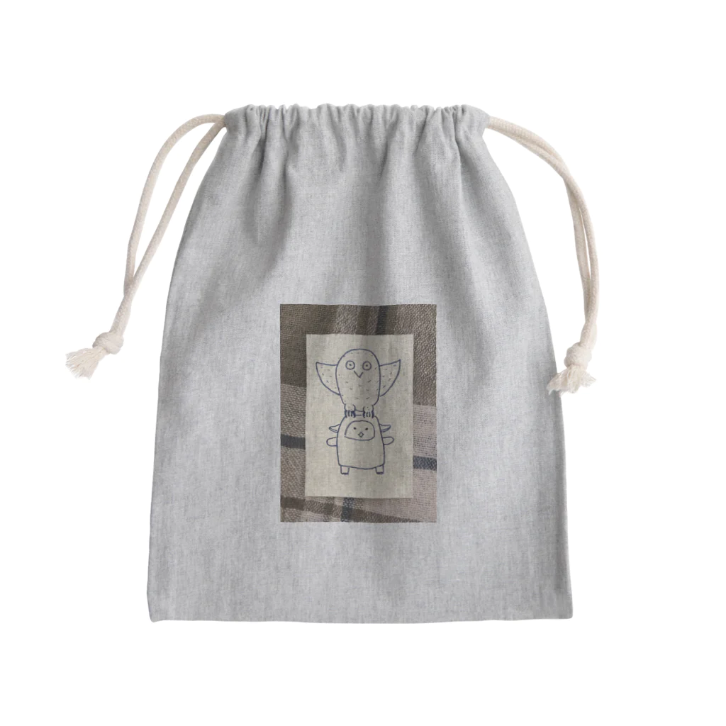 まるいひと＠羊かまぼこマンの羊かまぼこマンとフクロウ Mini Drawstring Bag