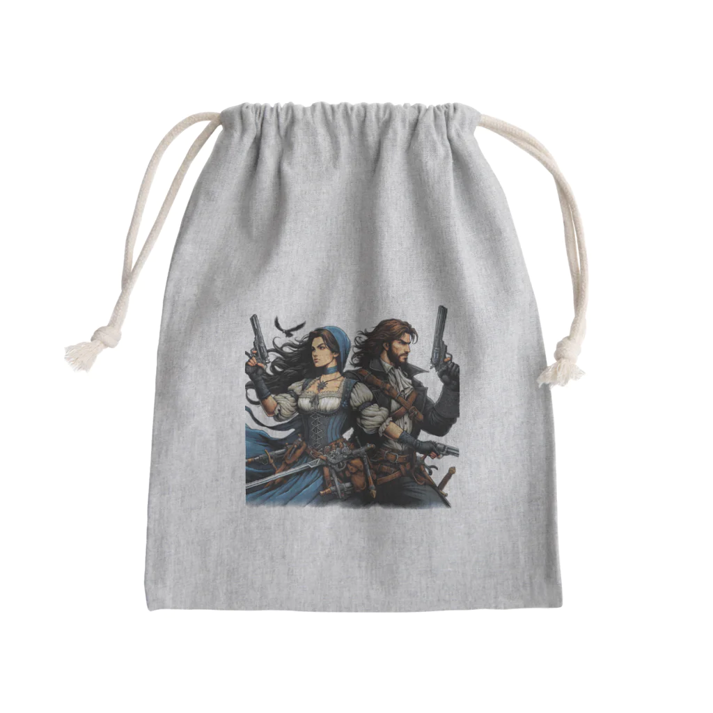 Lovers-chapelの「男」と「女」が拳銃を手に Mini Drawstring Bag