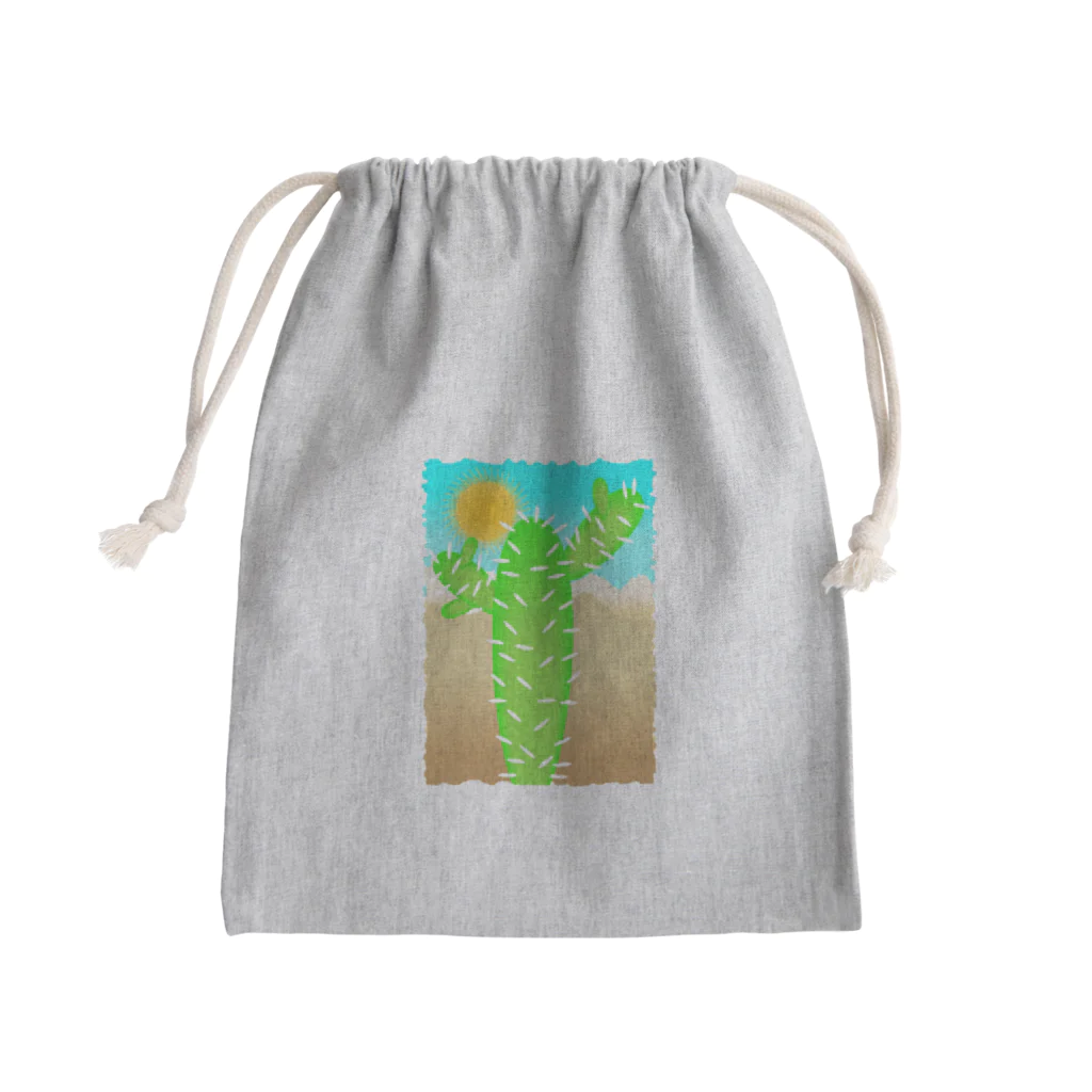 ファンシーTシャツ屋の砂漠の太陽とサボテン Mini Drawstring Bag