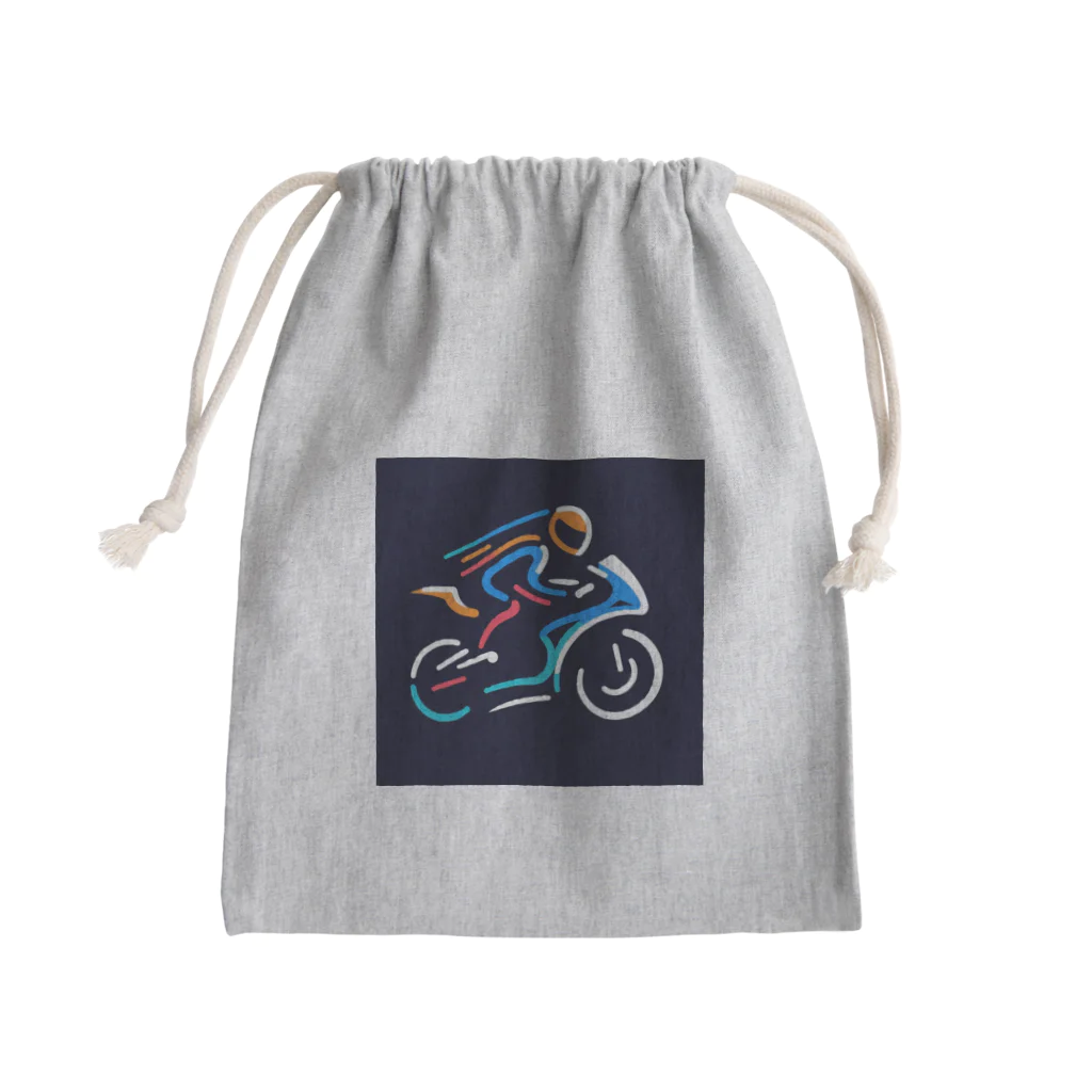 justraverのラインアートバイク（スーパーバイク） Mini Drawstring Bag