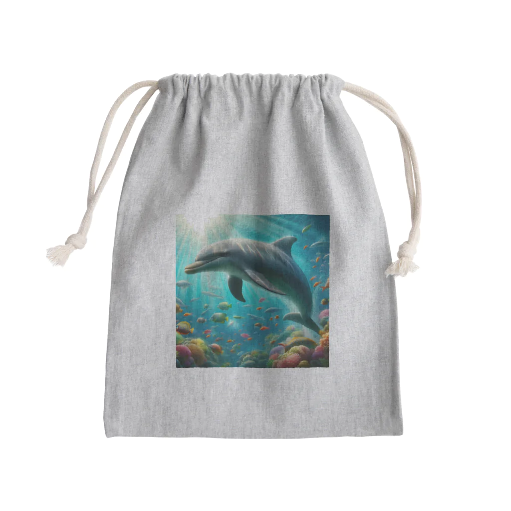 Lovers-chapelの美しいイルカ Mini Drawstring Bag