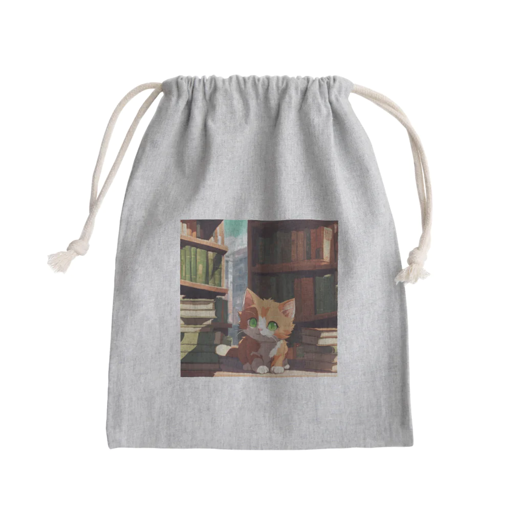 yoiyononakaの茶猫と本の部屋 Mini Drawstring Bag