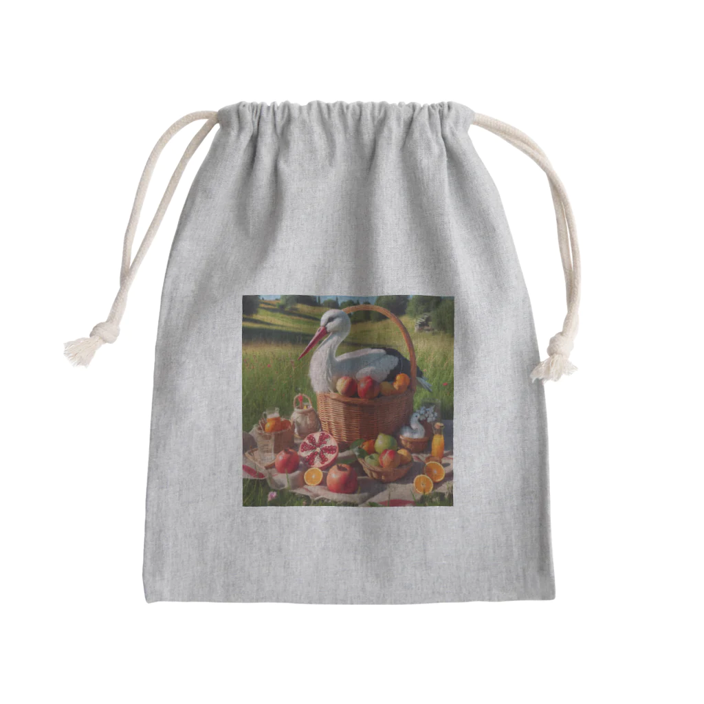 Kai🐚のコウノトリがやってきた！/ Mini Drawstring Bag