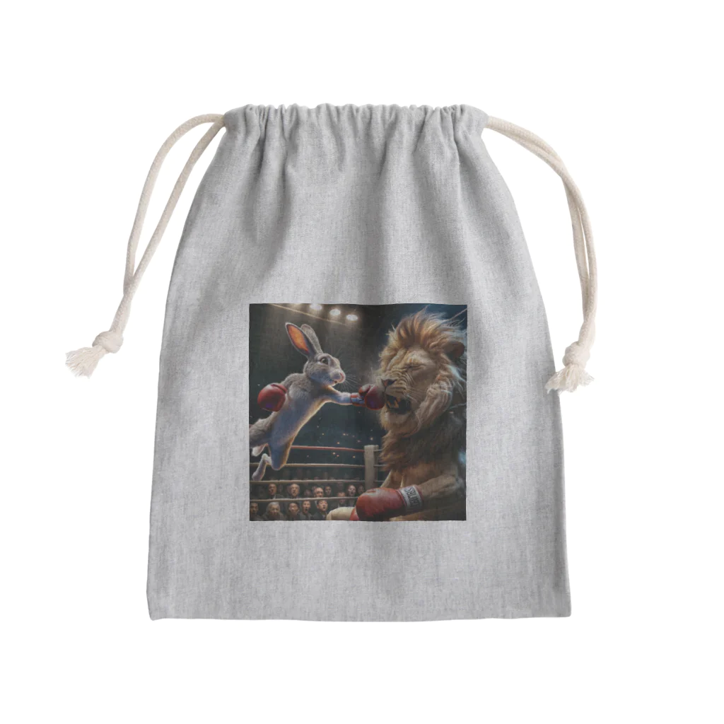Laugh-Tのウサギとライオンのボクシング Mini Drawstring Bag