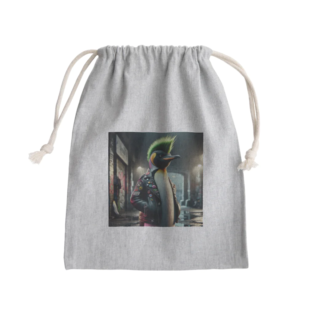 Laugh-Tのグレてるペンギン Mini Drawstring Bag