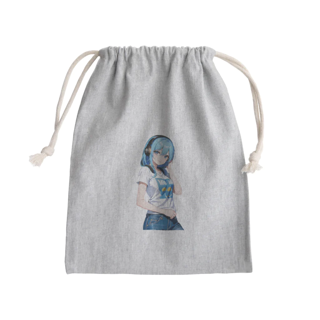 AIオリジナルイラスト　美女男子の青髪美女　名前はミズキ Mini Drawstring Bag