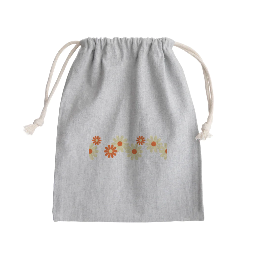 kazeou（風王）のレトロ風花(8枚)黄・オレンジ Mini Drawstring Bag