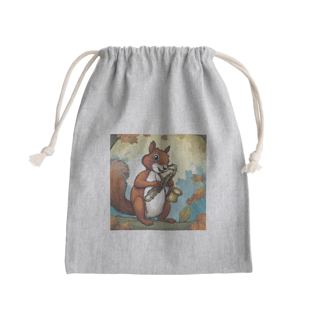 mari0909のリスがサックスを Mini Drawstring Bag