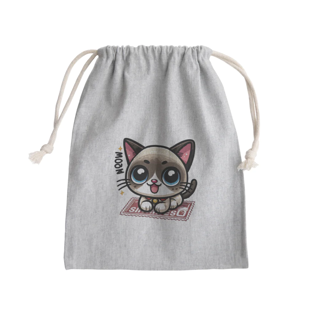 me-me shopの可愛いシャム猫 Mini Drawstring Bag