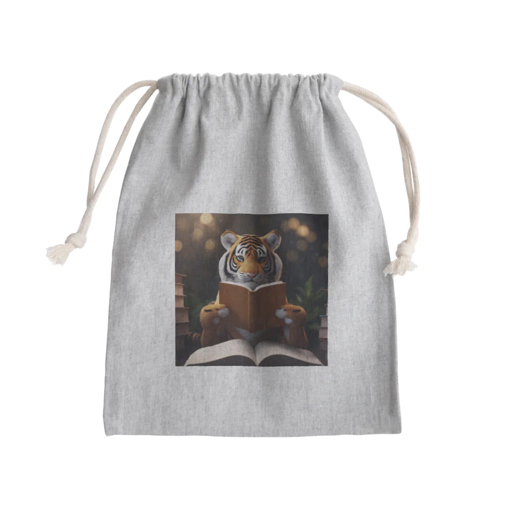 クロスクリエイティブの本を読んでいるトラ Mini Drawstring Bag