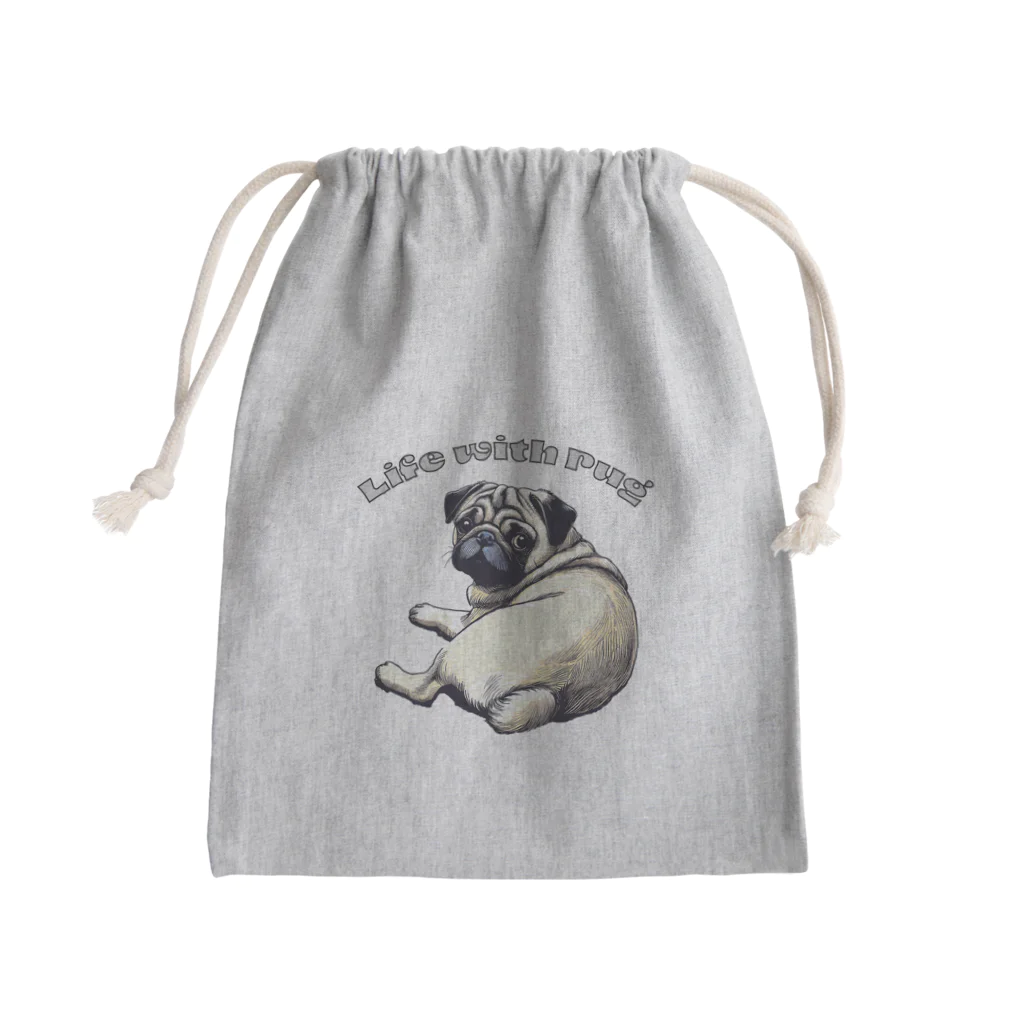 Funny-WagWag-PartyのLife with Pug Mini Drawstring Bag