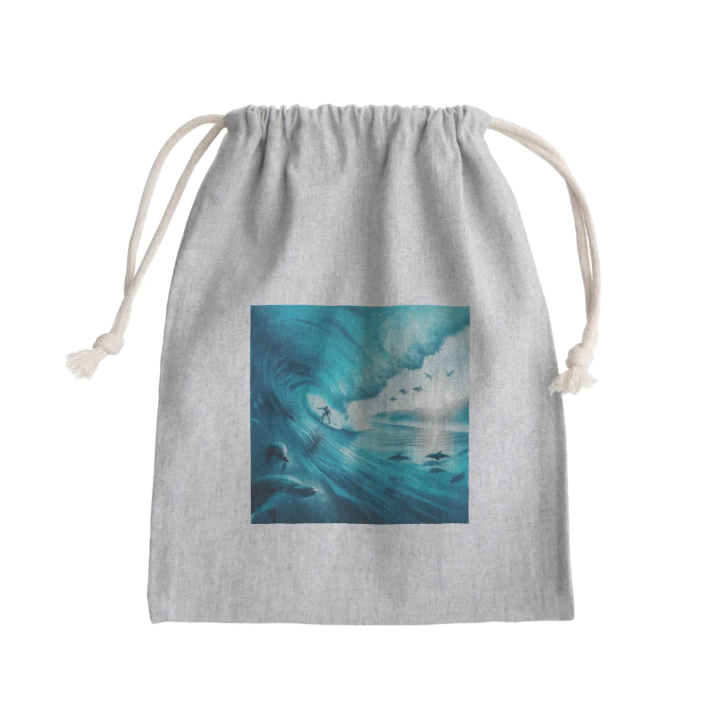 Lovers-chapelのサーファーと海 Mini Drawstring Bag