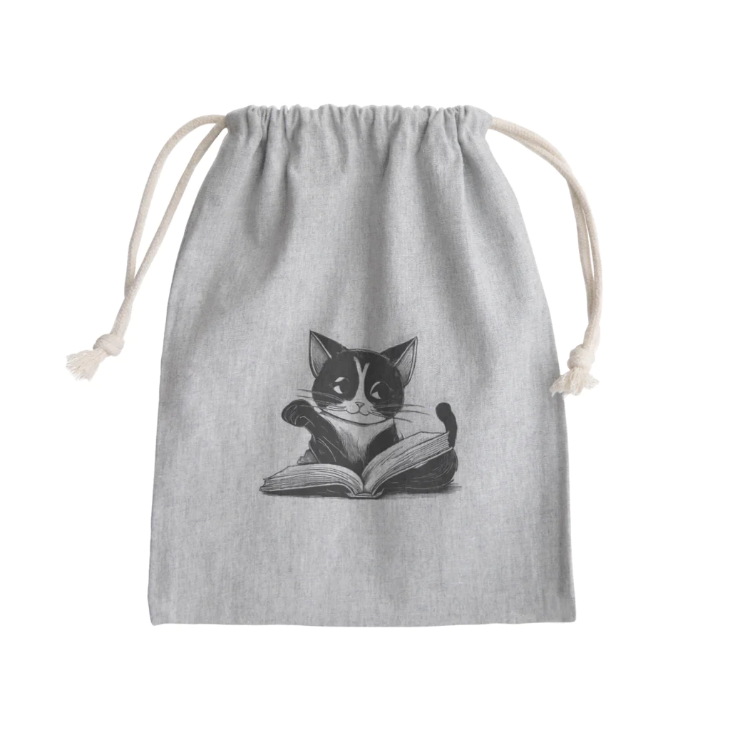 ruibuの勤勉ネコ Mini Drawstring Bag