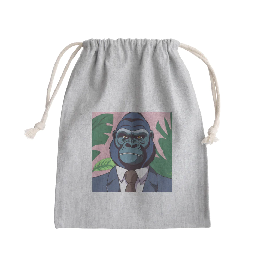 jiyurakuのサラリーマン・ゴリラ Mini Drawstring Bag