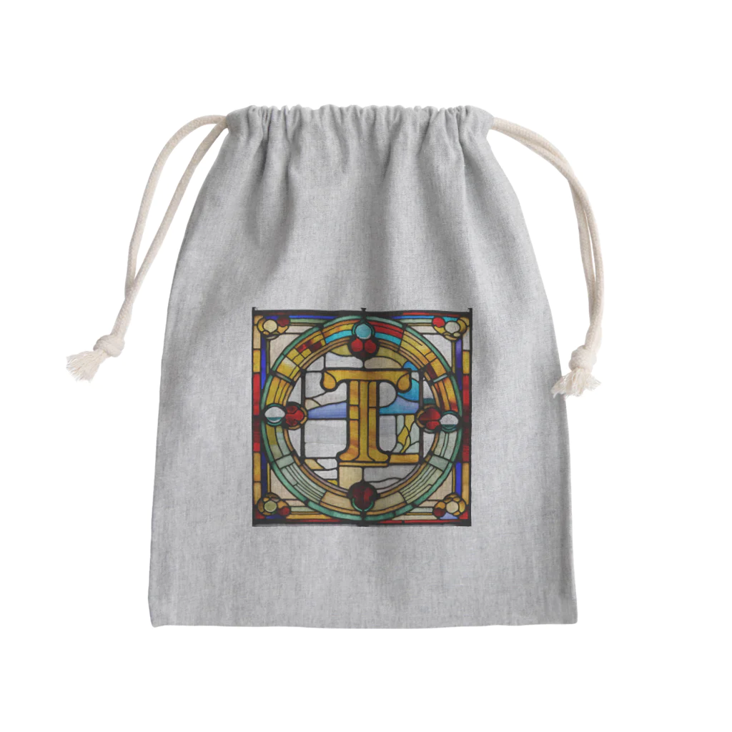 alphabet stained glassのstained glass L Mini Drawstring Bag