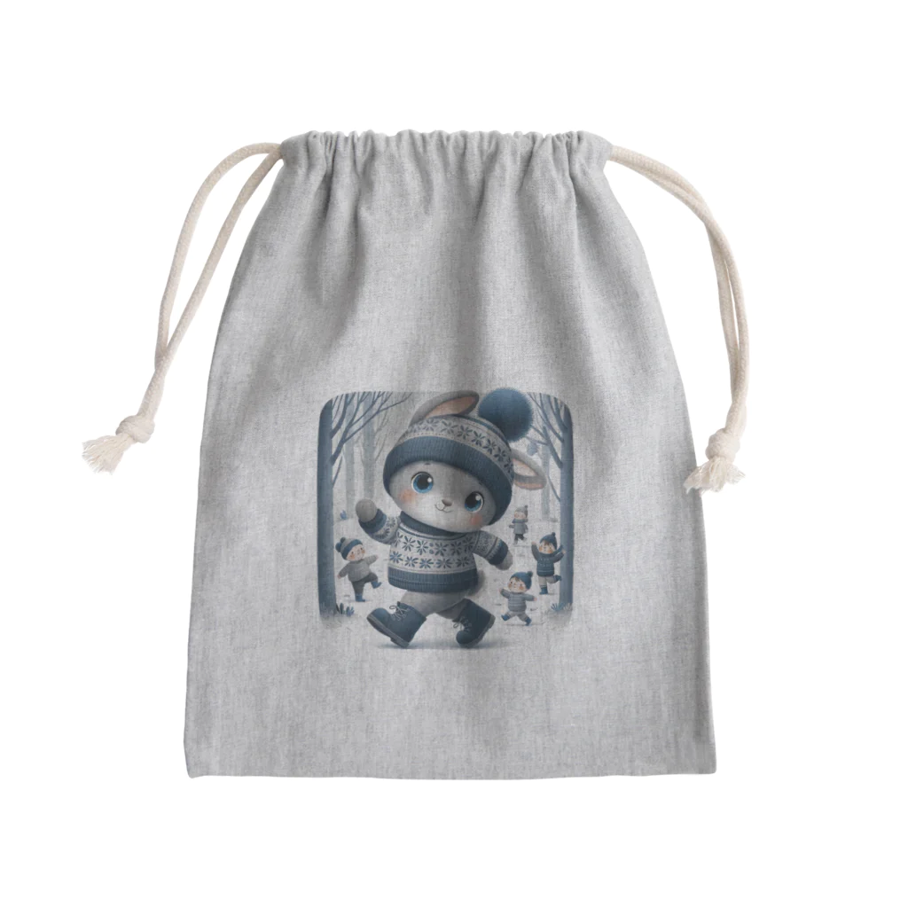 ナノ・ファンタジアの冬のうさぎくん Mini Drawstring Bag