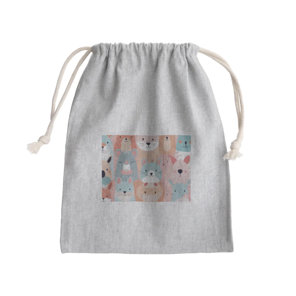 テフラんずの動物ファッションショー Mini Drawstring Bag