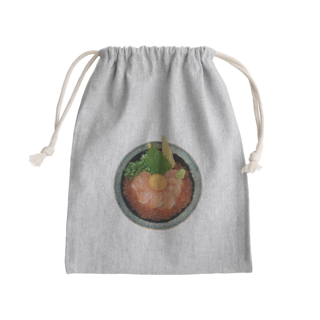 ぷりぷり飯店ヌーイーのぷりぷりサーモンいくら丼 Mini Drawstring Bag