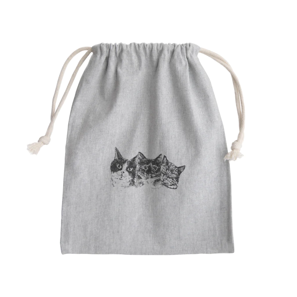 サビネコよもぎの仲良し３匹 Mini Drawstring Bag