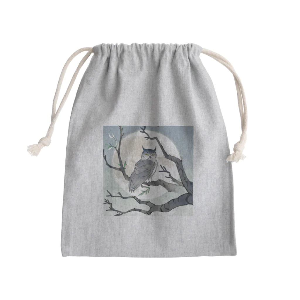 bigbamboofamilyの月に照らされた梟 Mini Drawstring Bag