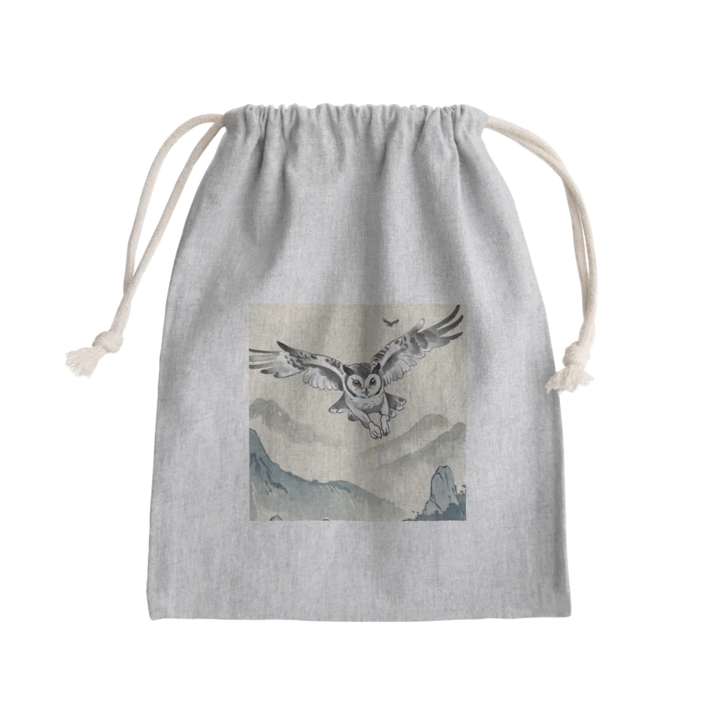 bigbamboofamilyの自由気ままに飛ぶ梟 Mini Drawstring Bag