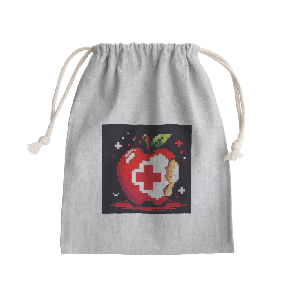 RainboWhaleのドット絵リンゴと赤十字 Mini Drawstring Bag