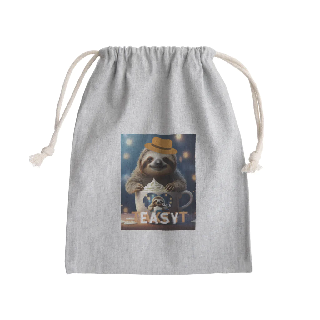 Mellow-Skyのナマケモノとクリーミーなドリンク Mini Drawstring Bag