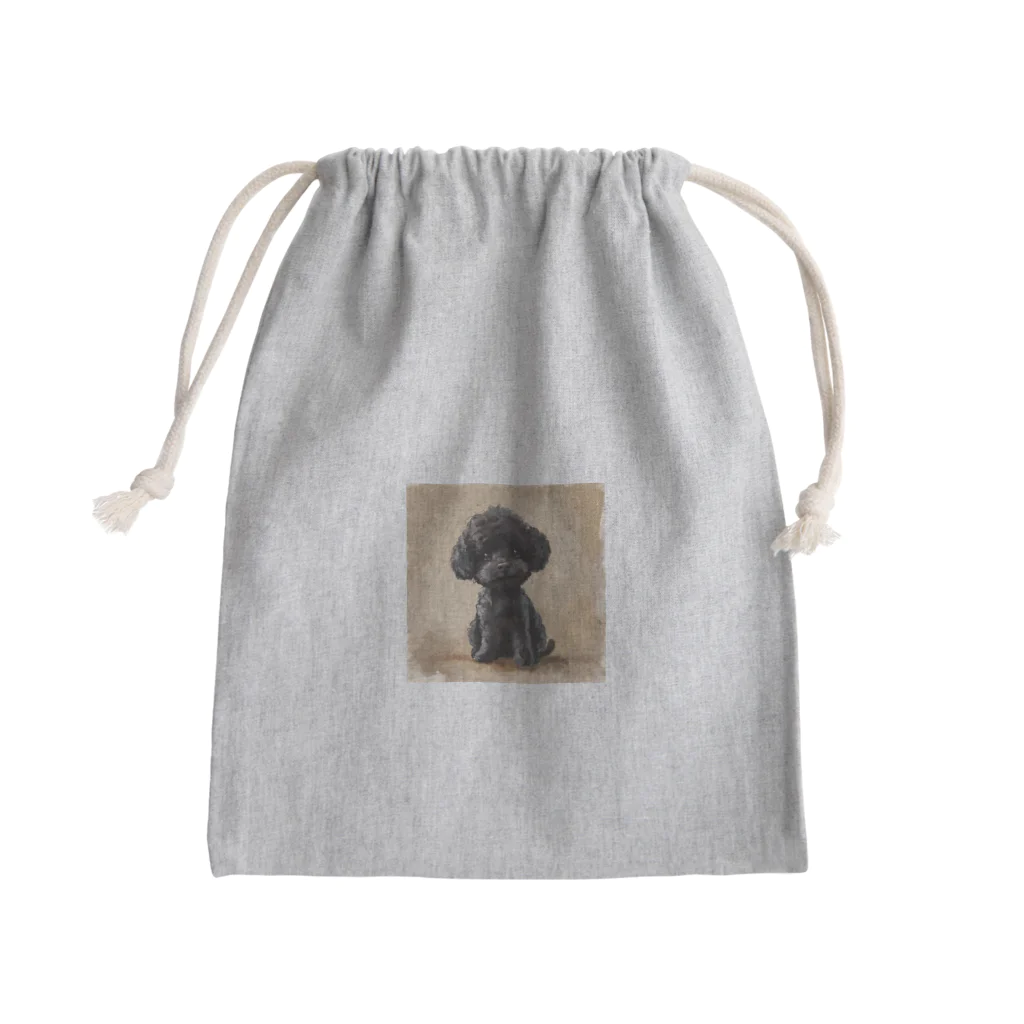 Dan-2024の可愛い黒のトイプードル Mini Drawstring Bag