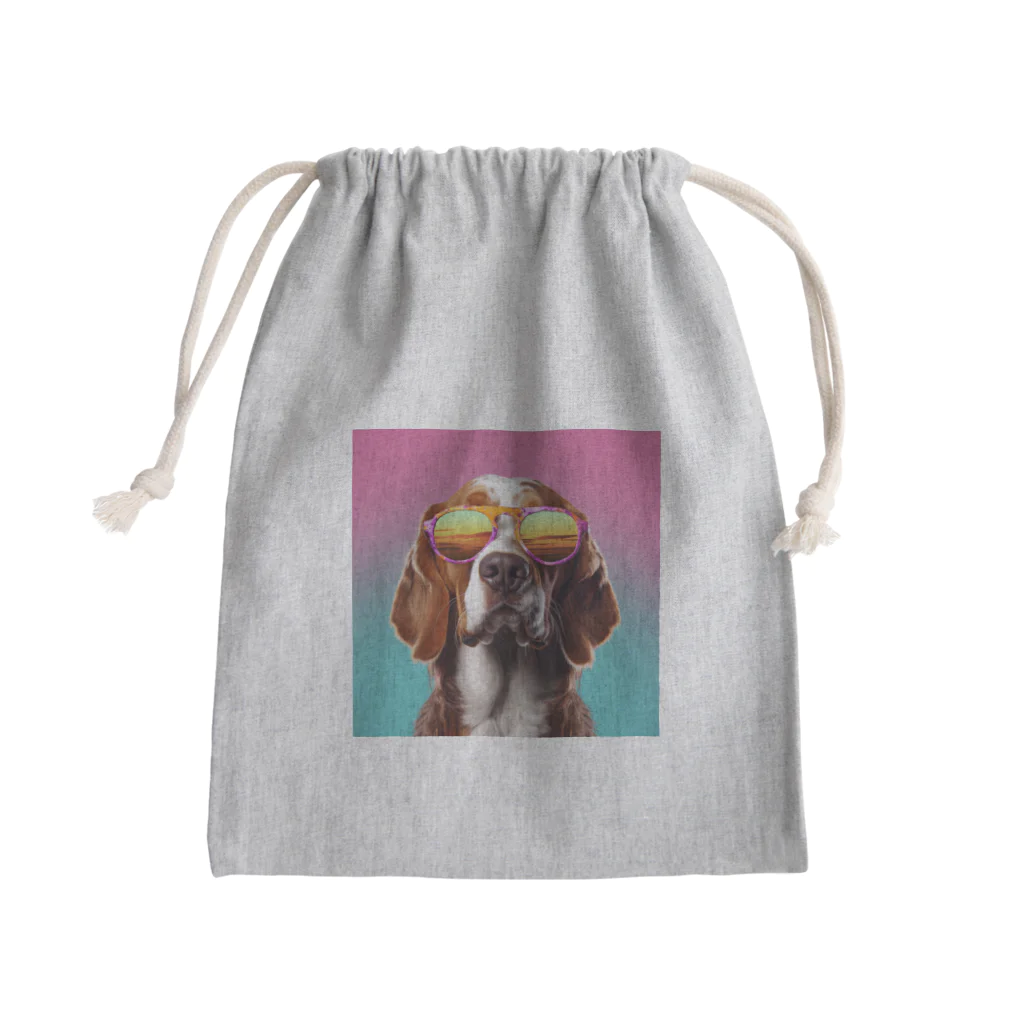 AQUAMETAVERSEのサングラスをかけた、かわいい犬 Marsa 106 Mini Drawstring Bag