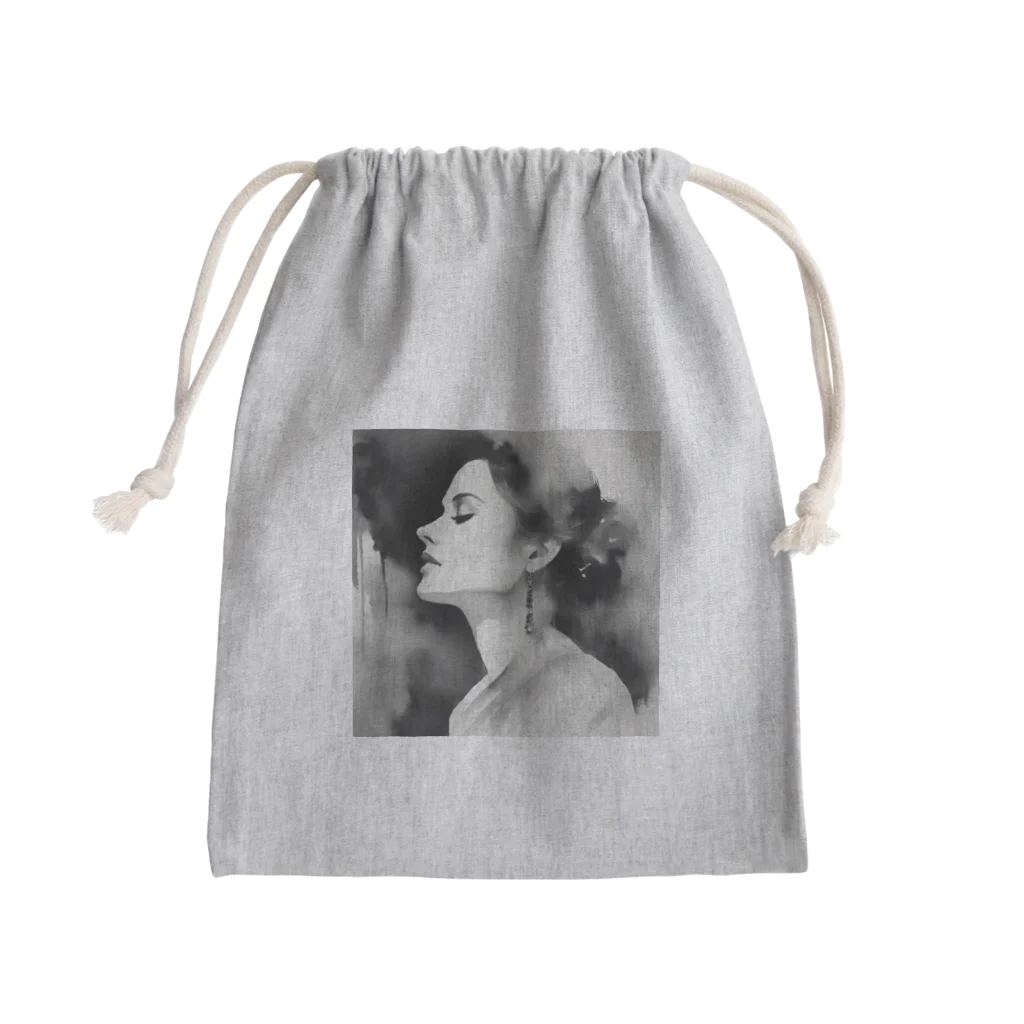 YOKKOnのはかなげな女性（モノクロ） Mini Drawstring Bag