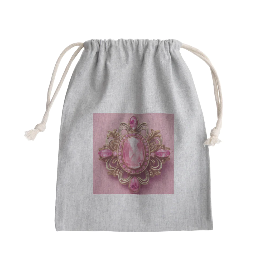 NaROOMの憧れのピンクブローチ💎 -背景もピンク💗 Mini Drawstring Bag