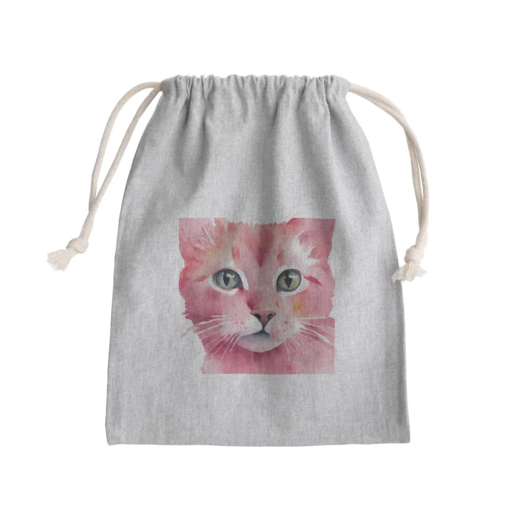 キャツアイのピンクの猫ちゃんやで Mini Drawstring Bag