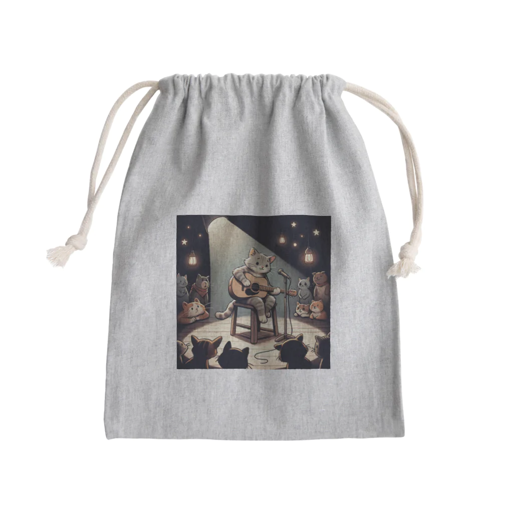 きなこのショップのネコのリサイタル Mini Drawstring Bag