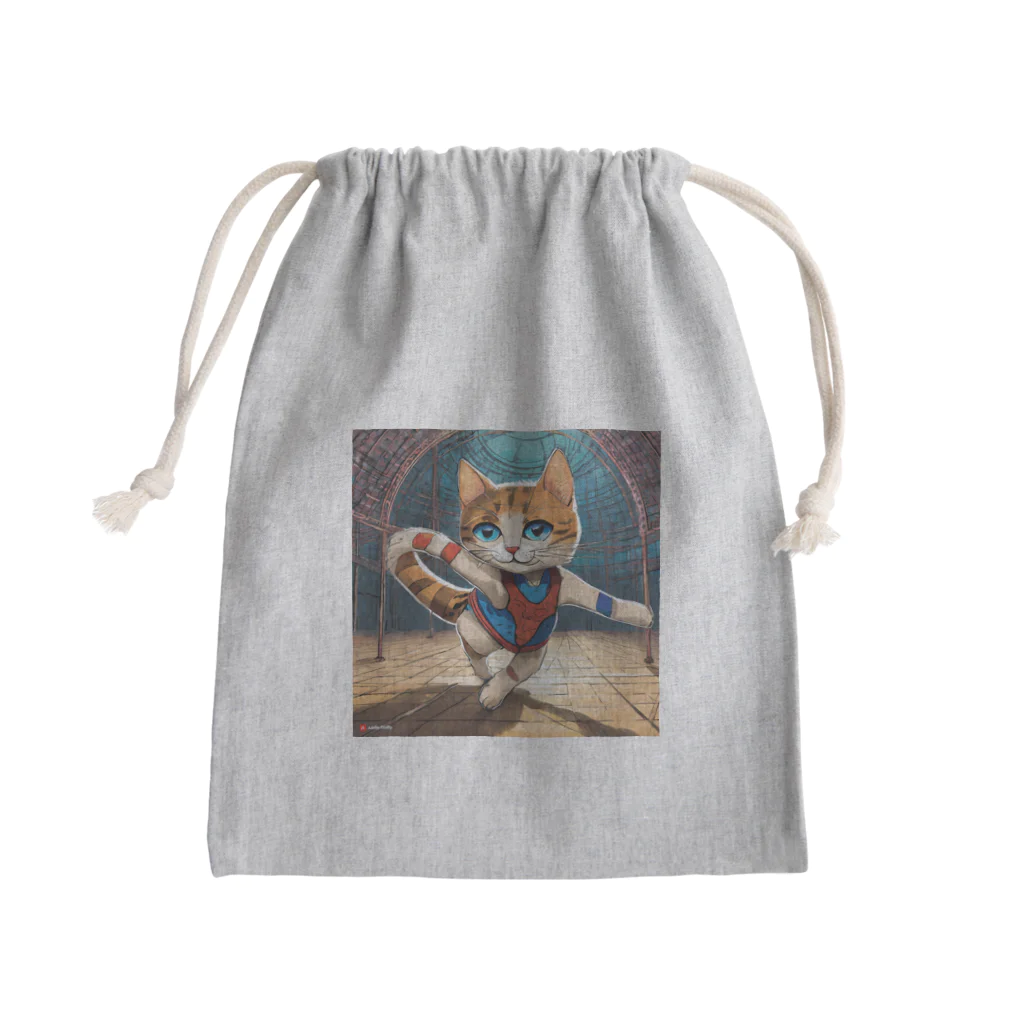 bleeの新体操する猫 Mini Drawstring Bag