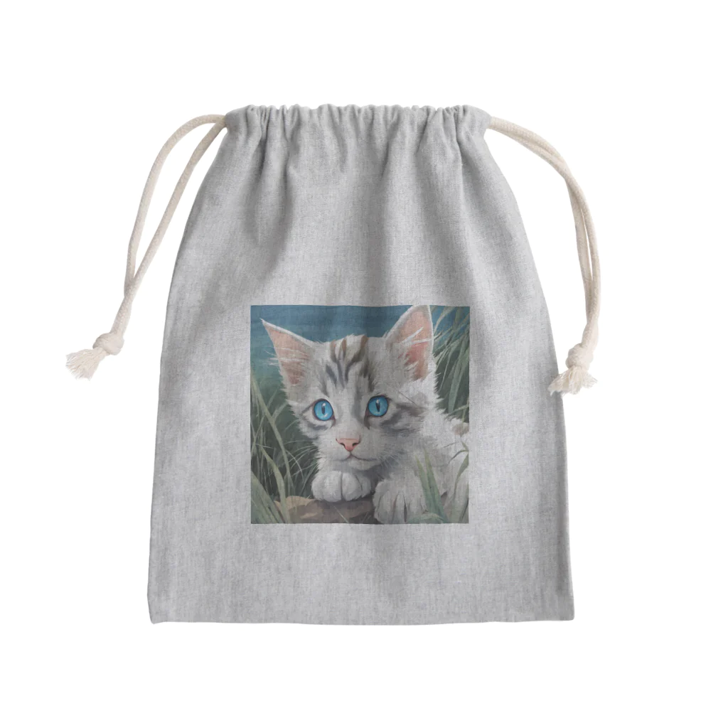 yoiyononakaの草むらの虎縞白猫 Mini Drawstring Bag