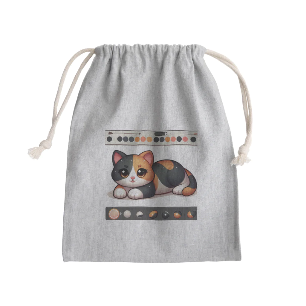 NEKOMARUDOUの三毛猫ペイント Mini Drawstring Bag