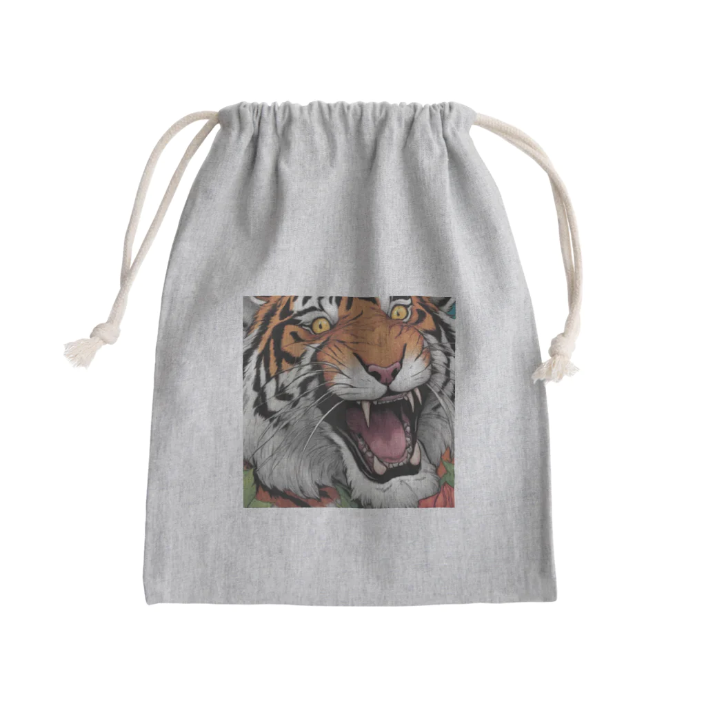 Isaiah_AI_Designの咆哮するトラ Mini Drawstring Bag