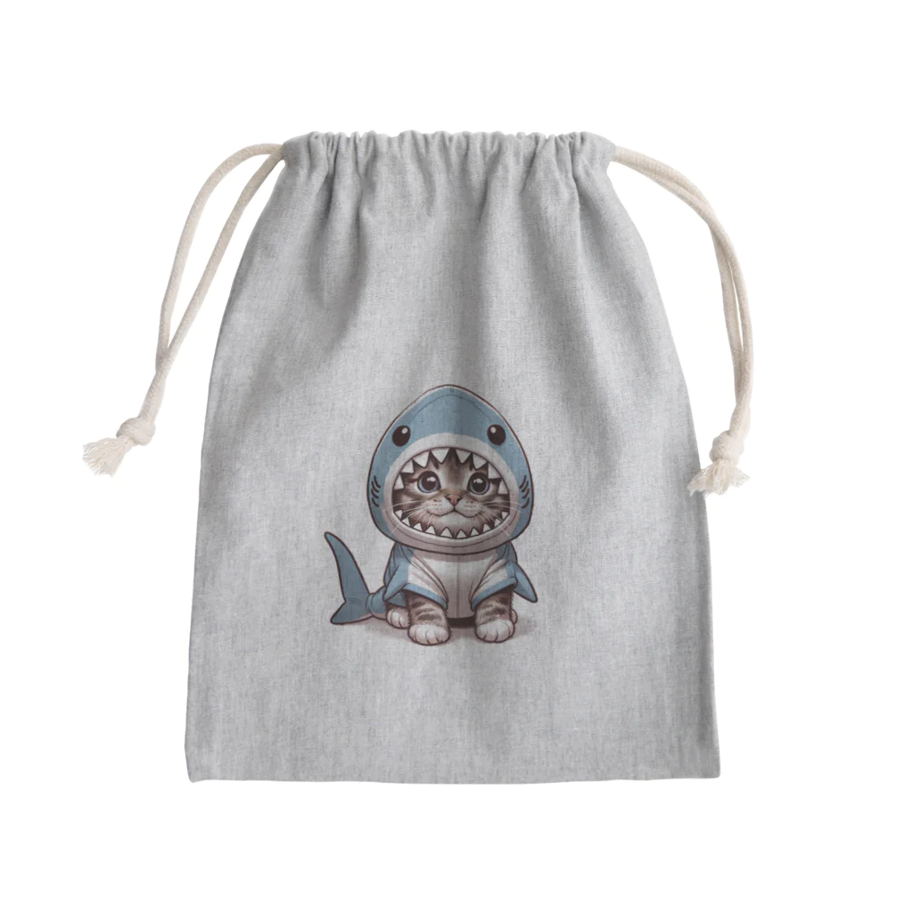 IloveCatのサメのフードを被った愛くるしい子猫 Mini Drawstring Bag