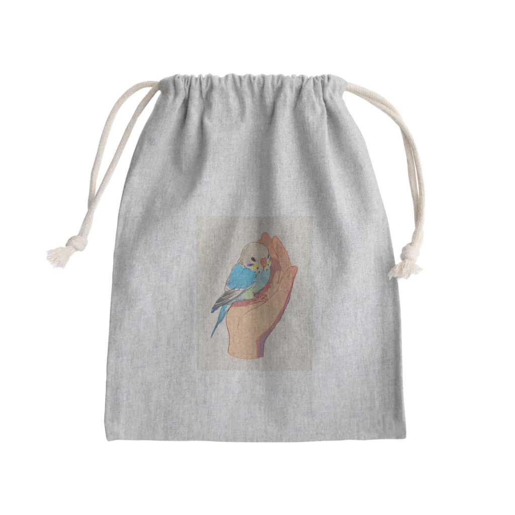 AQUAMETAVERSEの手のひらでおしゃべりセキセイインコの　BLUE PLUM  691 Mini Drawstring Bag