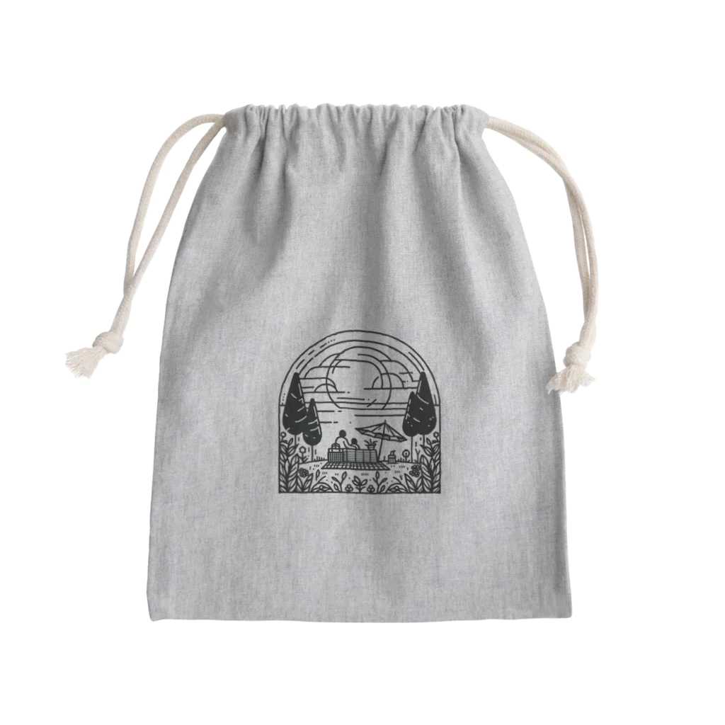 ホノスズの ピクニックの幸せなひととき Mini Drawstring Bag