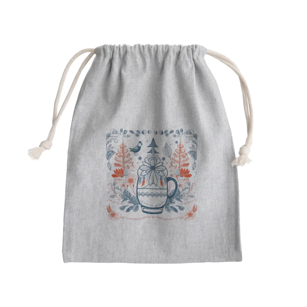 (っ◔◡◔)っ ♥ Le Petit Trésor ♥の花の詩カップ(The Flower Poetry Cup) Mini Drawstring Bag