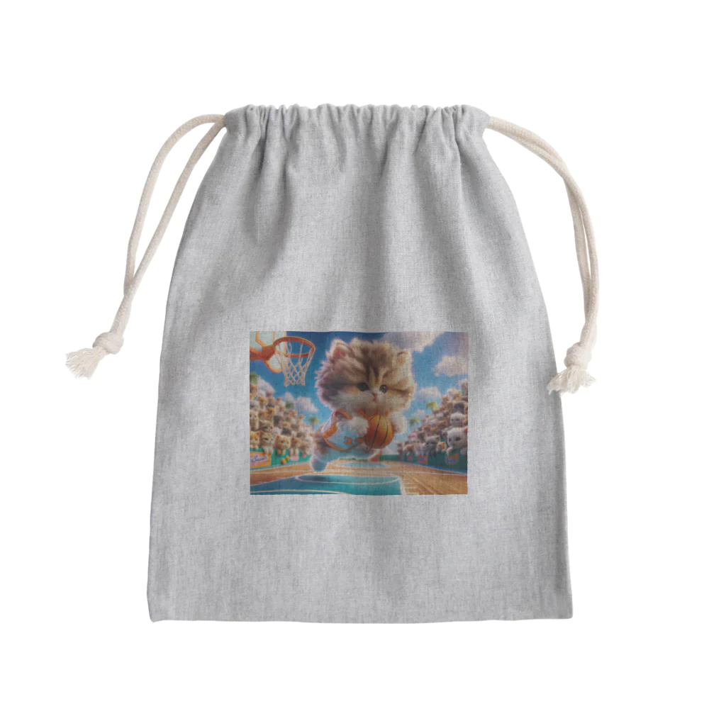 スポーツにゃんこ大戦争のバスケットボールにゃんこ Mini Drawstring Bag