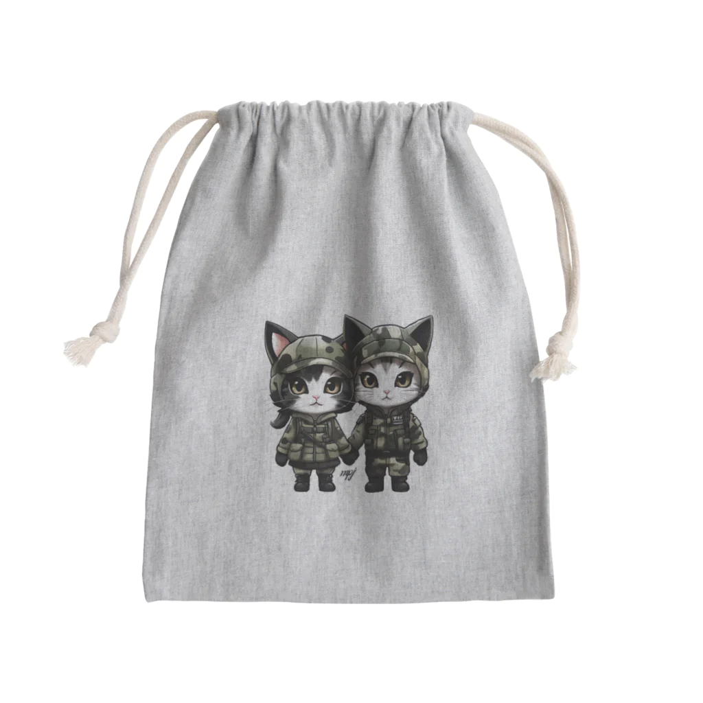 RANRAN2432MPJのLOVEニャンズ【迷彩服】 Mini Drawstring Bag