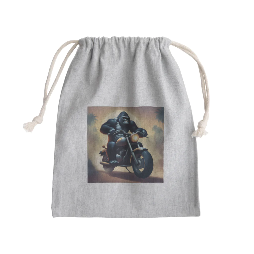 razurizuのバイクを盗んで走り出すゴリラ Mini Drawstring Bag