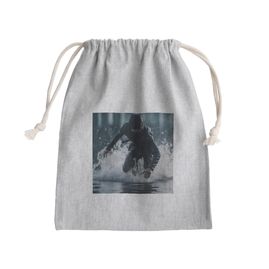 ninja925の水の上を走る忍者 Mini Drawstring Bag