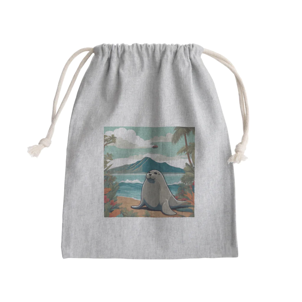 アザラシちゃんの南国を旅するアザラシ Mini Drawstring Bag