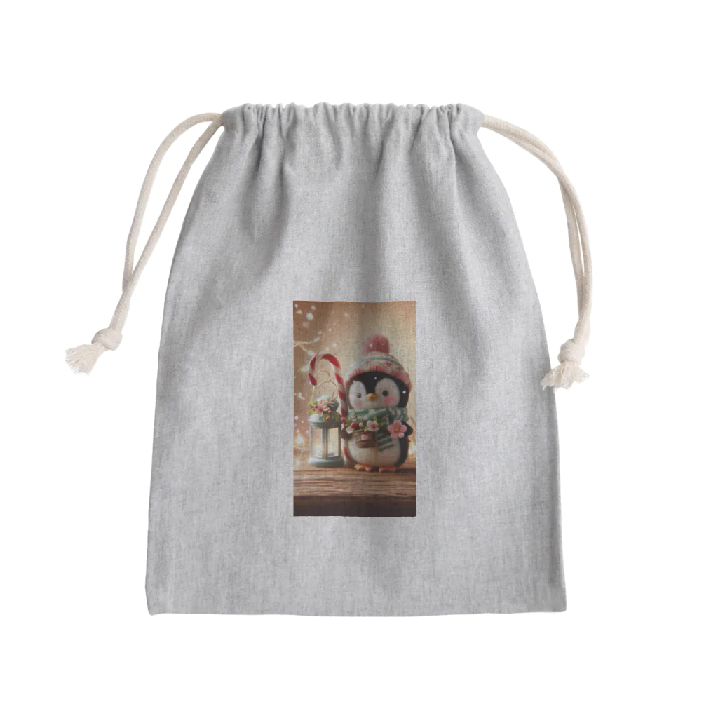 かんぱい工房のかわいいクリスマスペンギン Mini Drawstring Bag