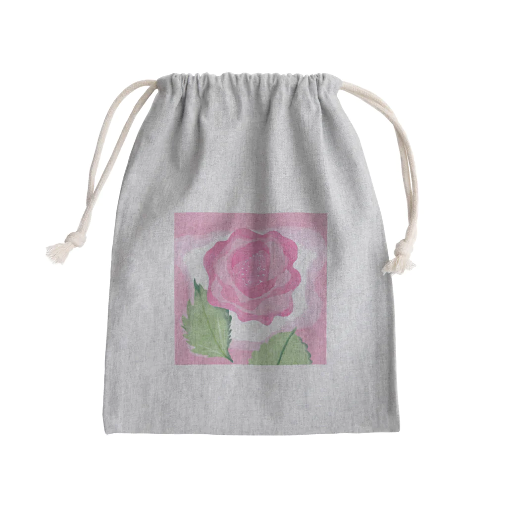 ピンク系水彩画のピンクのバラ Mini Drawstring Bag