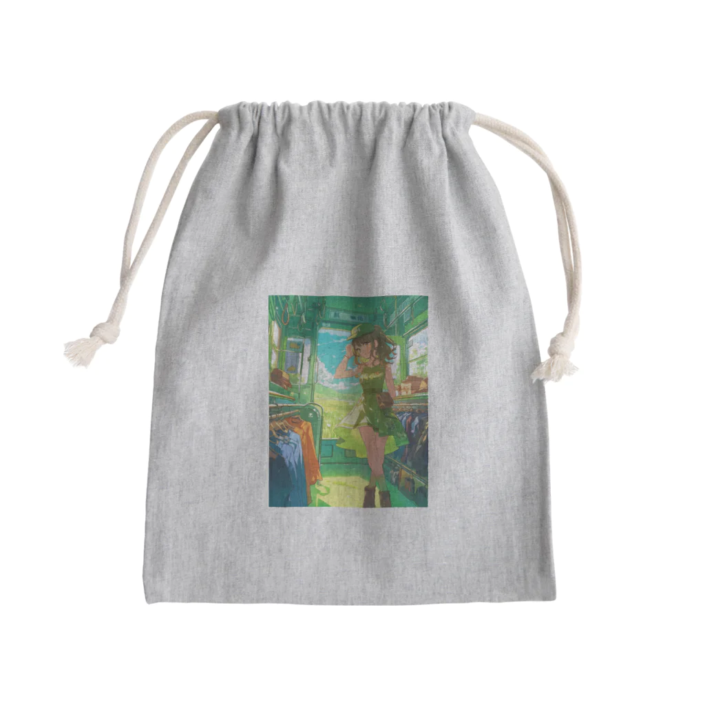 シロクマペンギンのトレインアパレルショップ Mini Drawstring Bag